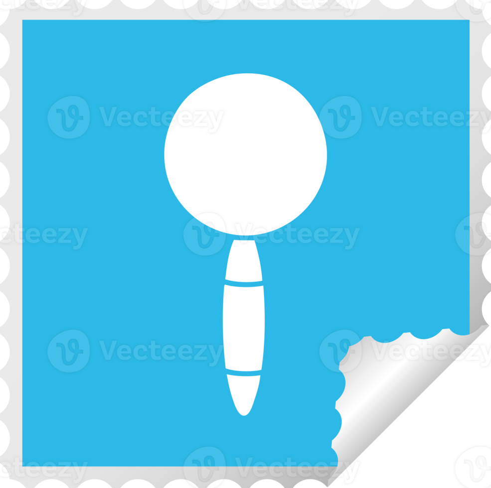 square peeling sticker cartoon of a magnifying glass png