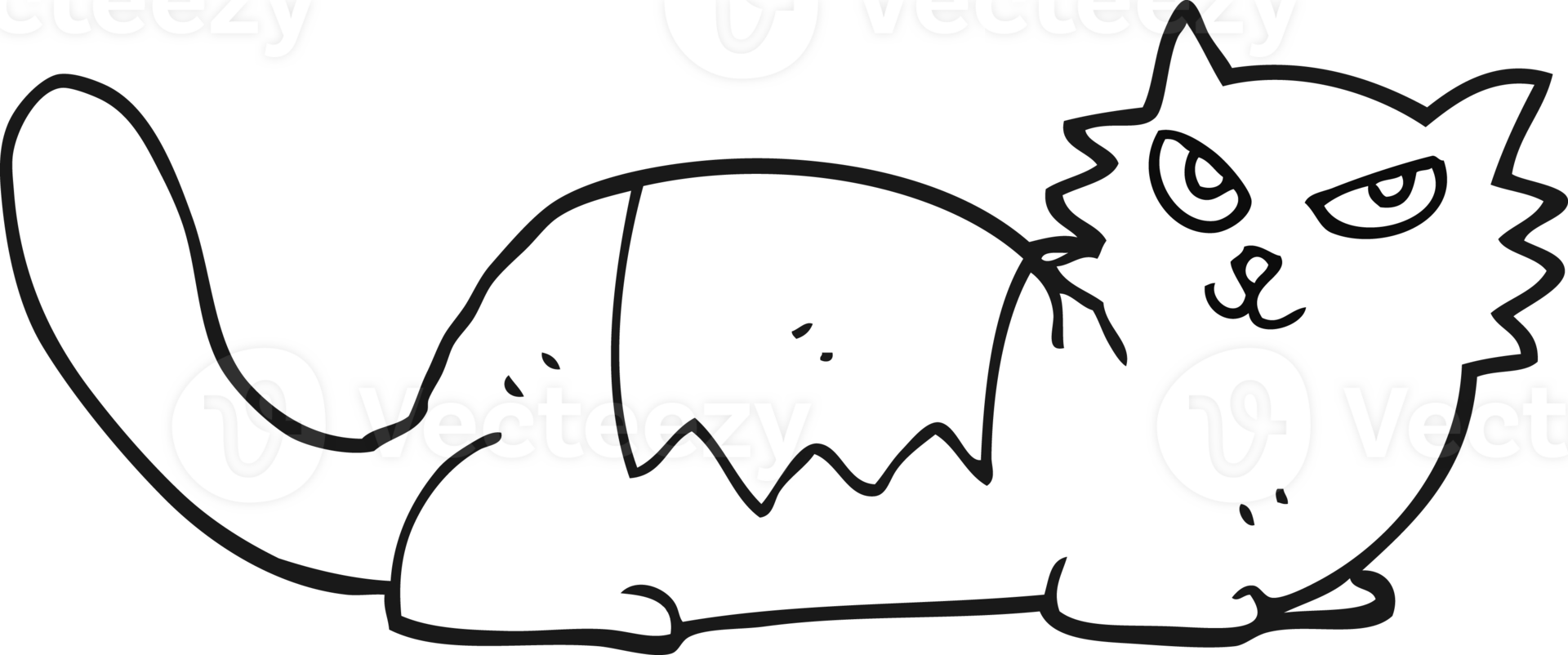 mano dibujado negro y blanco dibujos animados gato png
