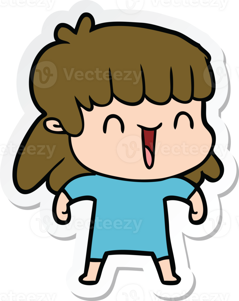 sticker of a cartoon worried woman png