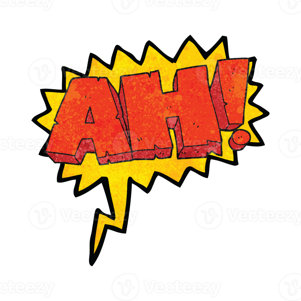 hand speech bubble textured cartoon AH shout png