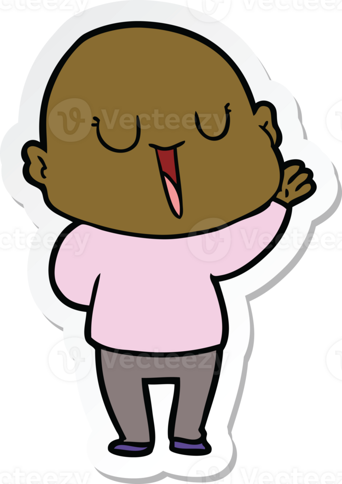 sticker van een happy cartoon kale man png