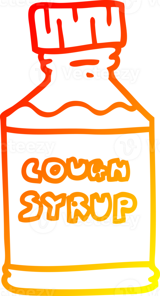 warm gradient line drawing of a cartoon cough syrup png