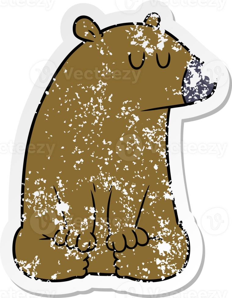 distressed sticker of a cartoon bear png