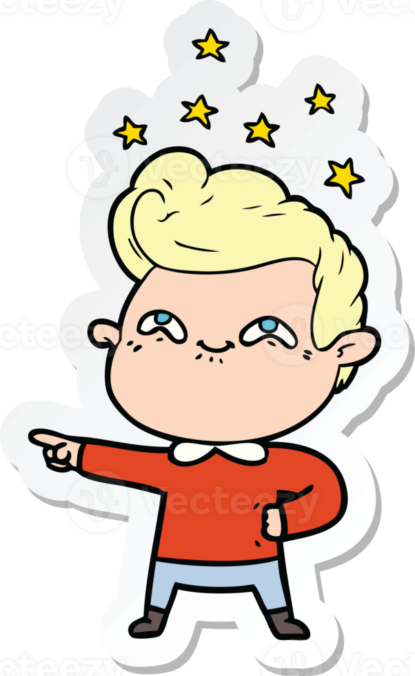 sticker of a cartoon excited man png