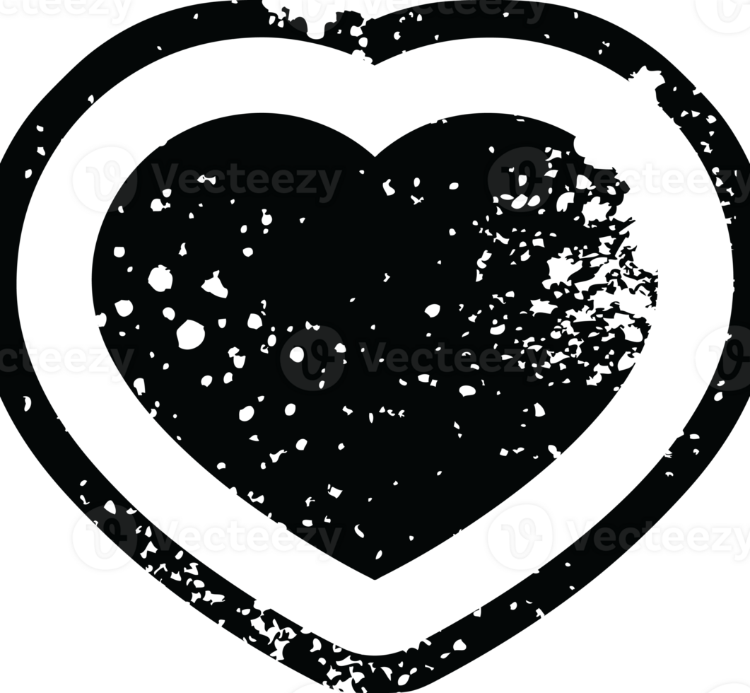 Distressed effect heart symbol graphic   illustration icon png