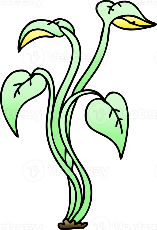 gradient shaded quirky cartoon plant png