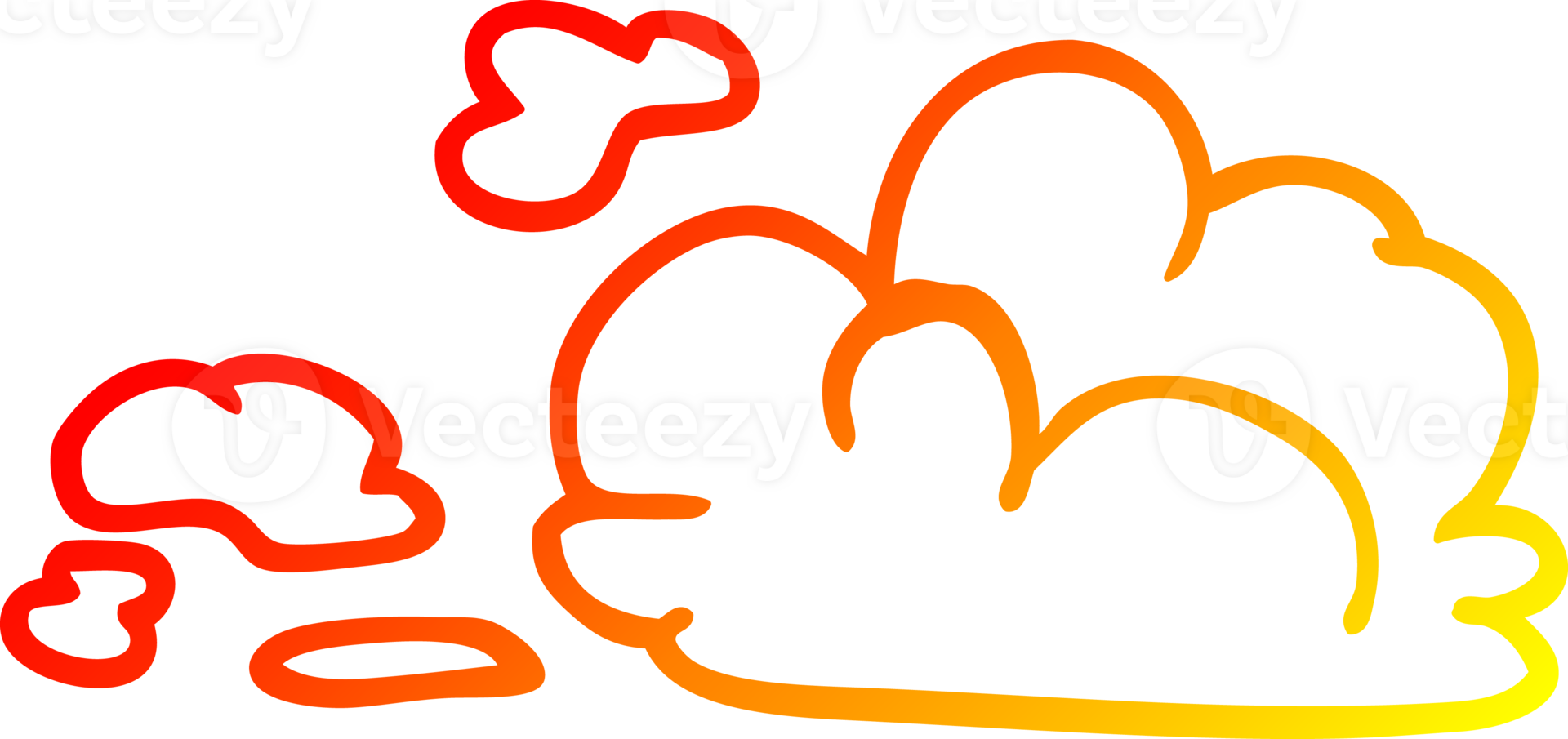warm gradient line drawing of a cartoon fluffy white clouds png