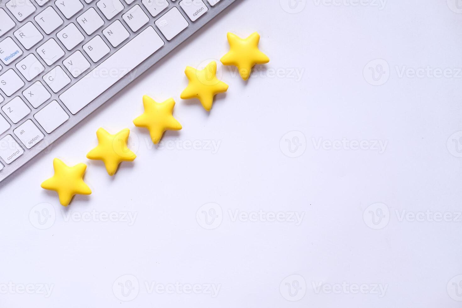 Customer review concept.. Rating golden stars photo