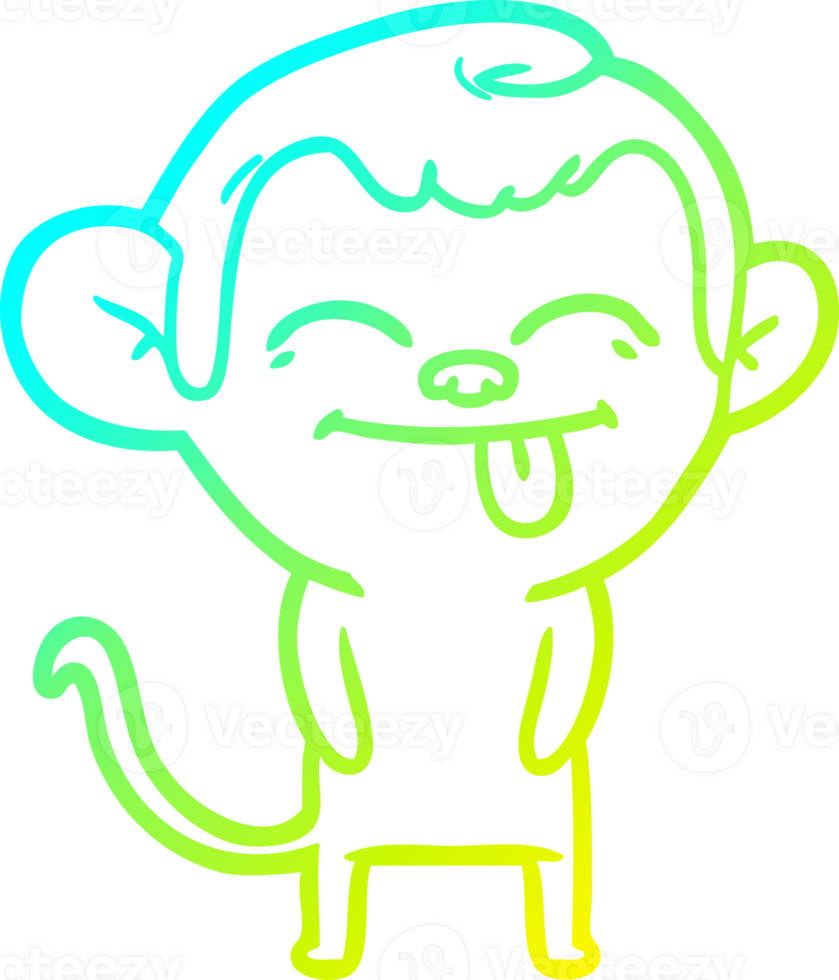 cold gradient line drawing of a funny cartoon monkey png