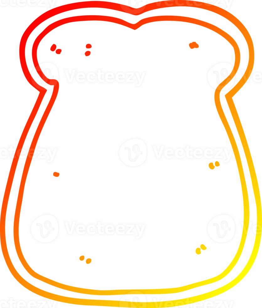 warm gradient line drawing of a cartoon slice of bread png