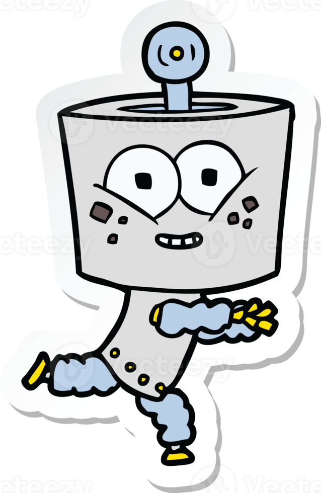 sticker of a happy cartoon robot png