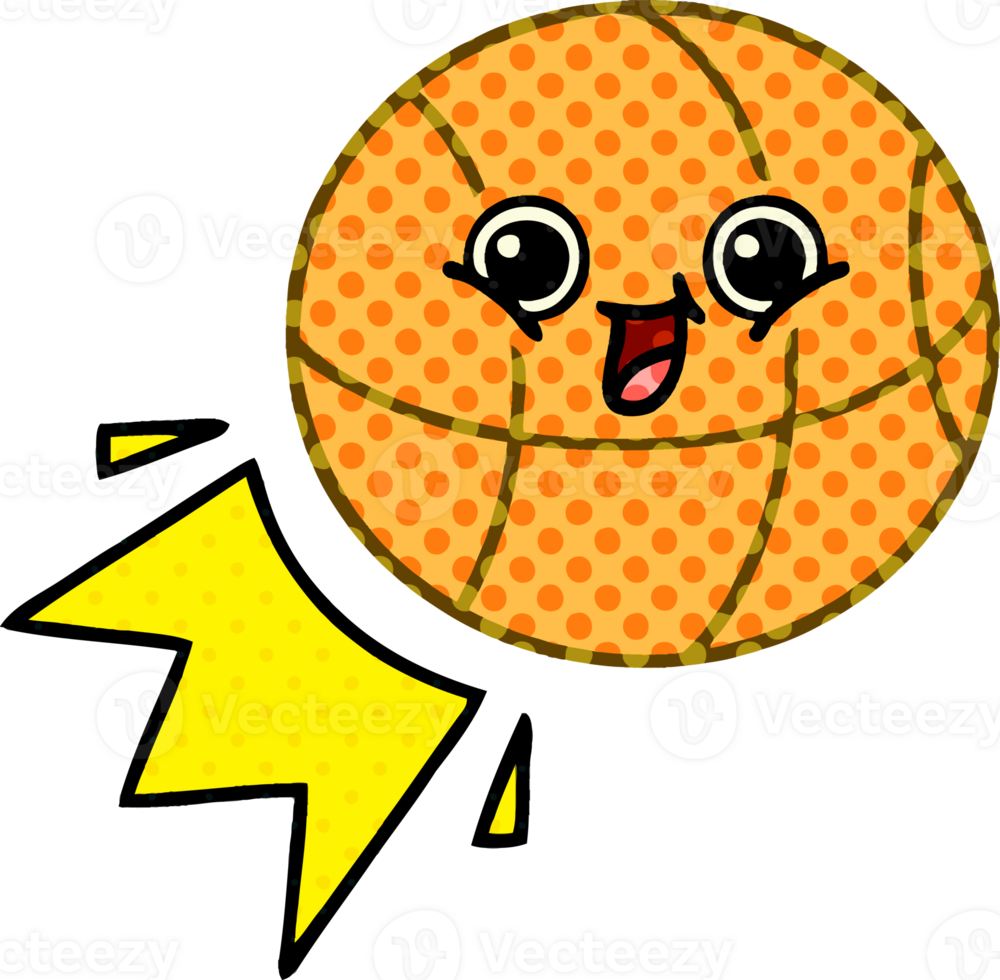 comic book style cartoon of a basketball png