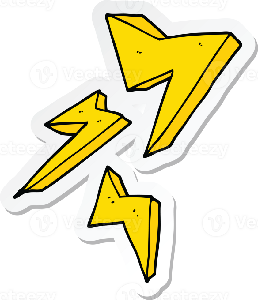 sticker of a cartoon lightning bolt png