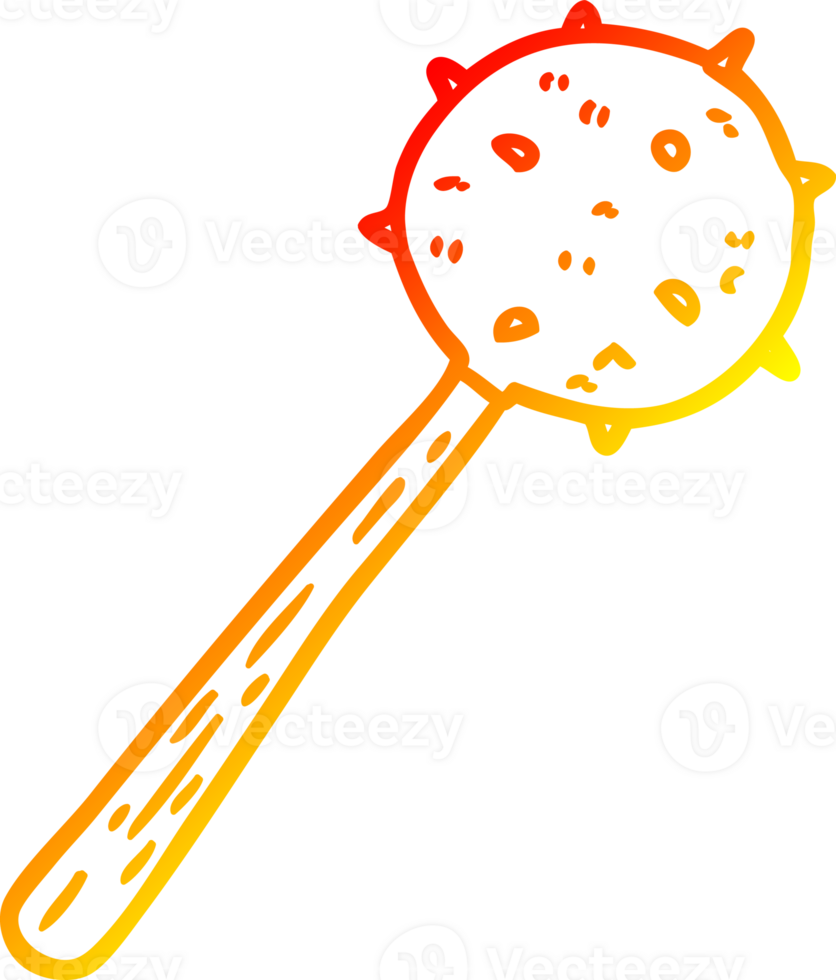 warm gradient line drawing of a medieval mace weapon png