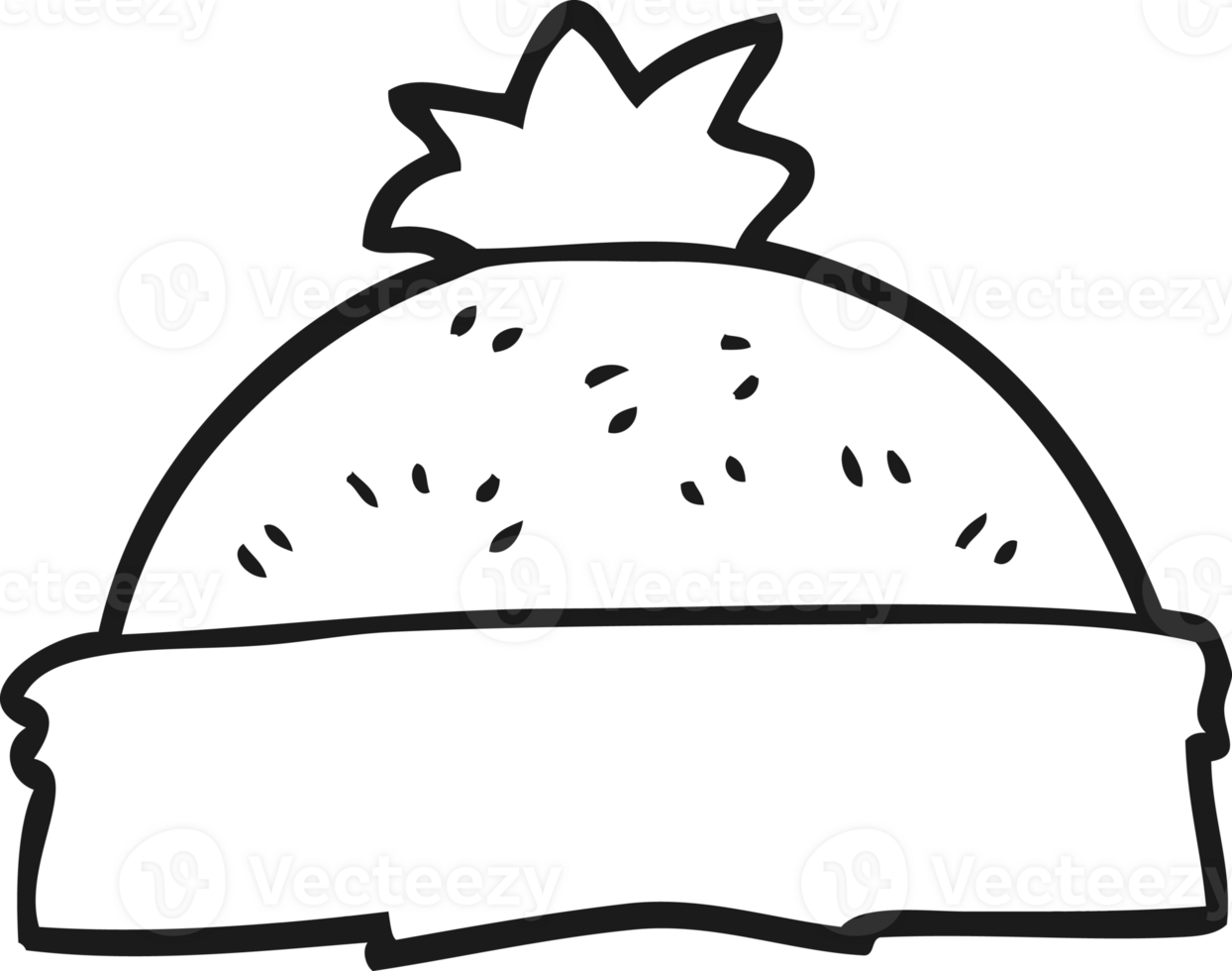 hand drawn black and white cartoon winter hat png