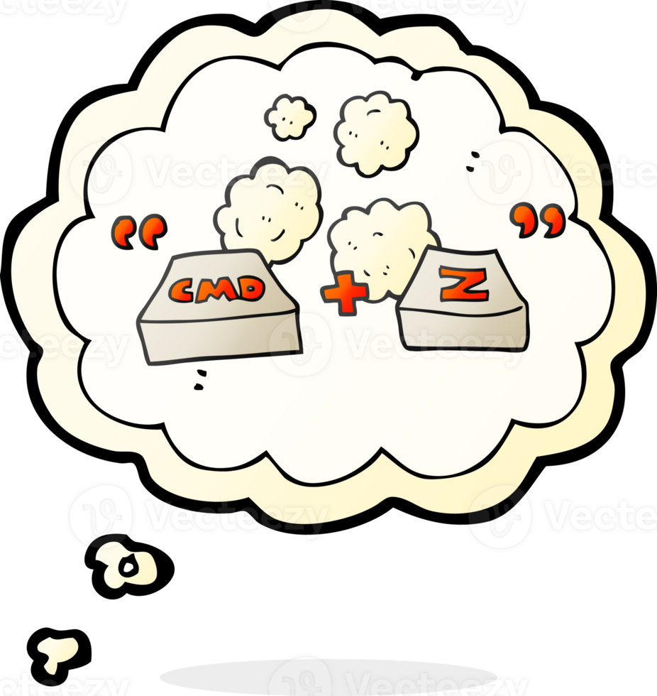 hand drawn thought bubble cartoon command Z function png