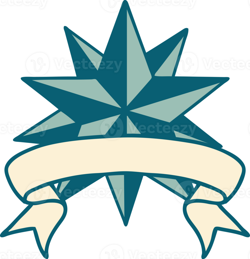 traditional tattoo with banner of a star png