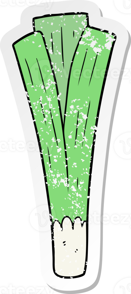 distressed sticker of a cartoon leek png