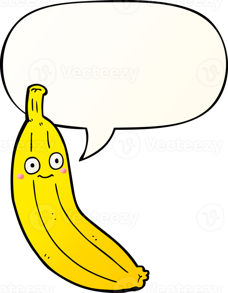 cartoon banana with speech bubble in smooth gradient style png