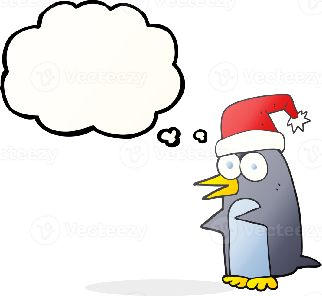 hand drawn thought bubble cartoon christmas penguin png
