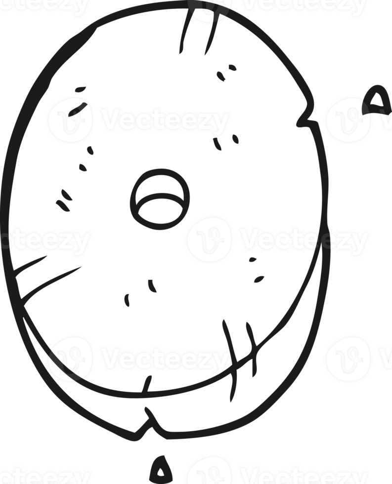hand drawn black and white cartoon stone number zero png