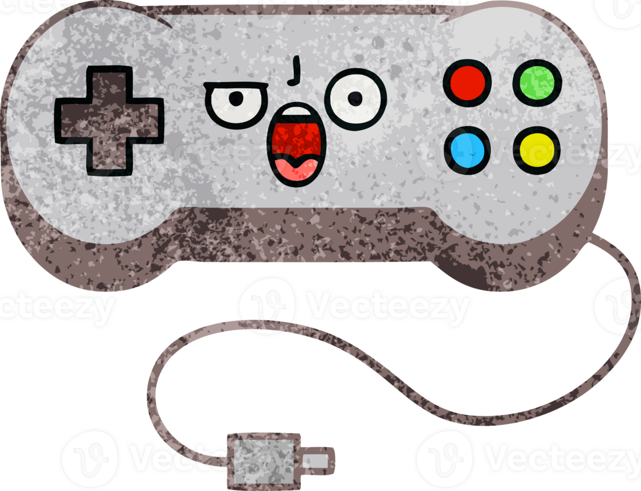 retro grunge texture cartoon of a game controller png