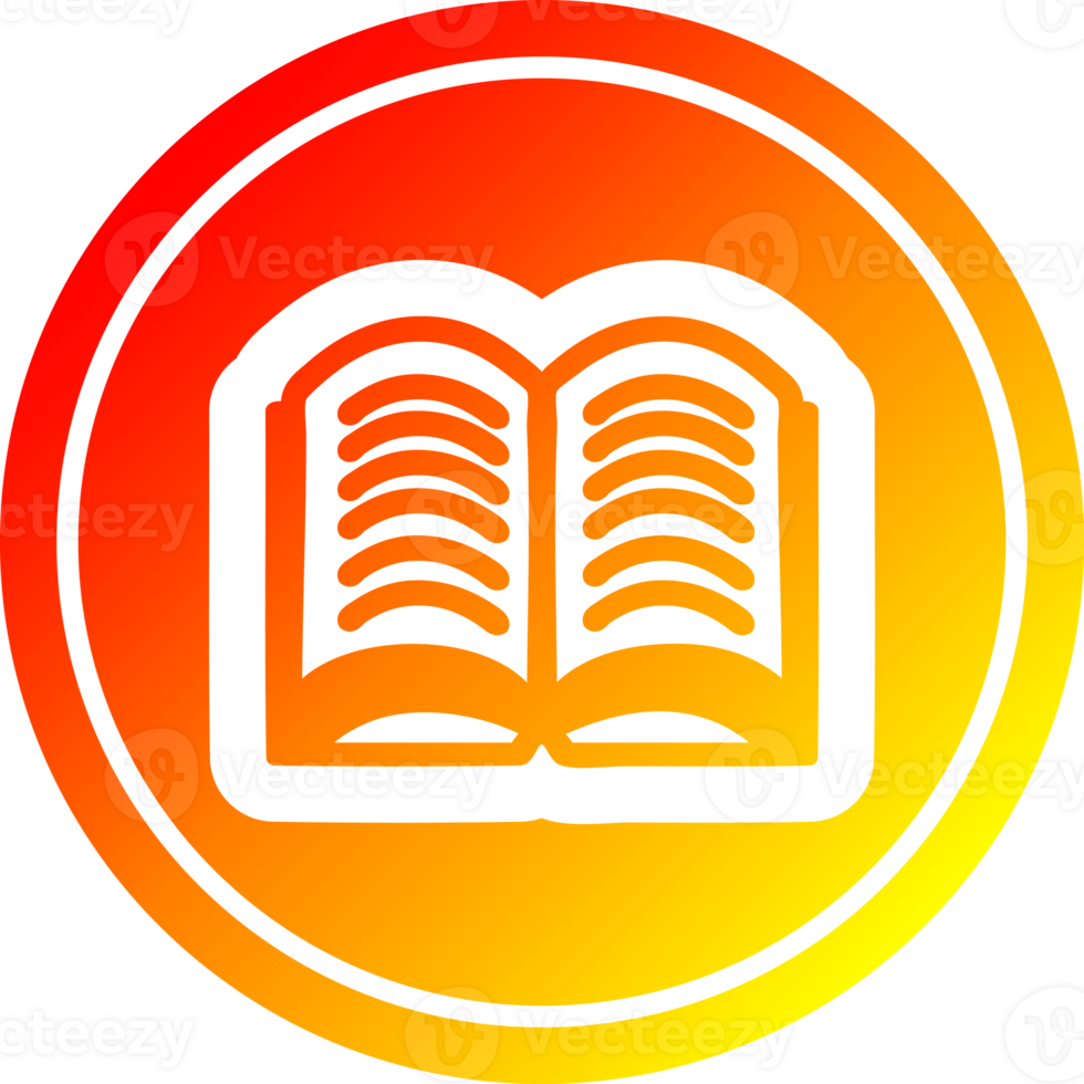 open book circular icon with warm gradient finish png