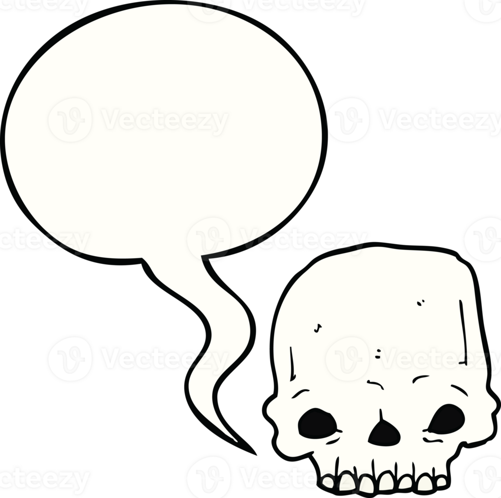 cartoon spooky skull with speech bubble png