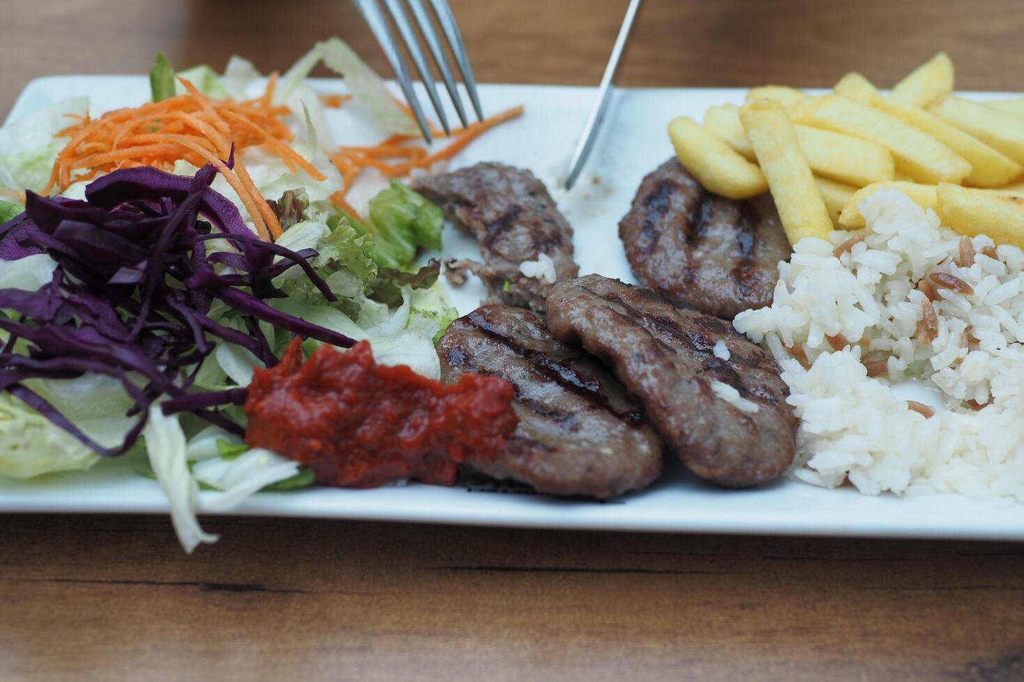 Traditional Turkish Cuisine Meatball Akhisar Kofte photo
