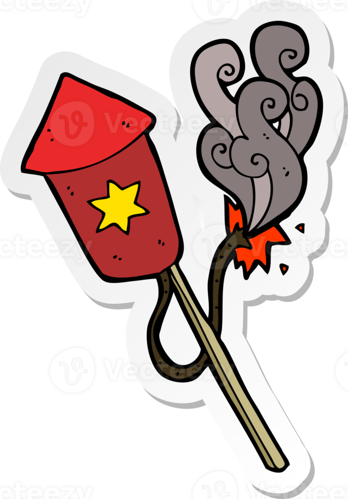 sticker of a cartoon firework with burning fuse png