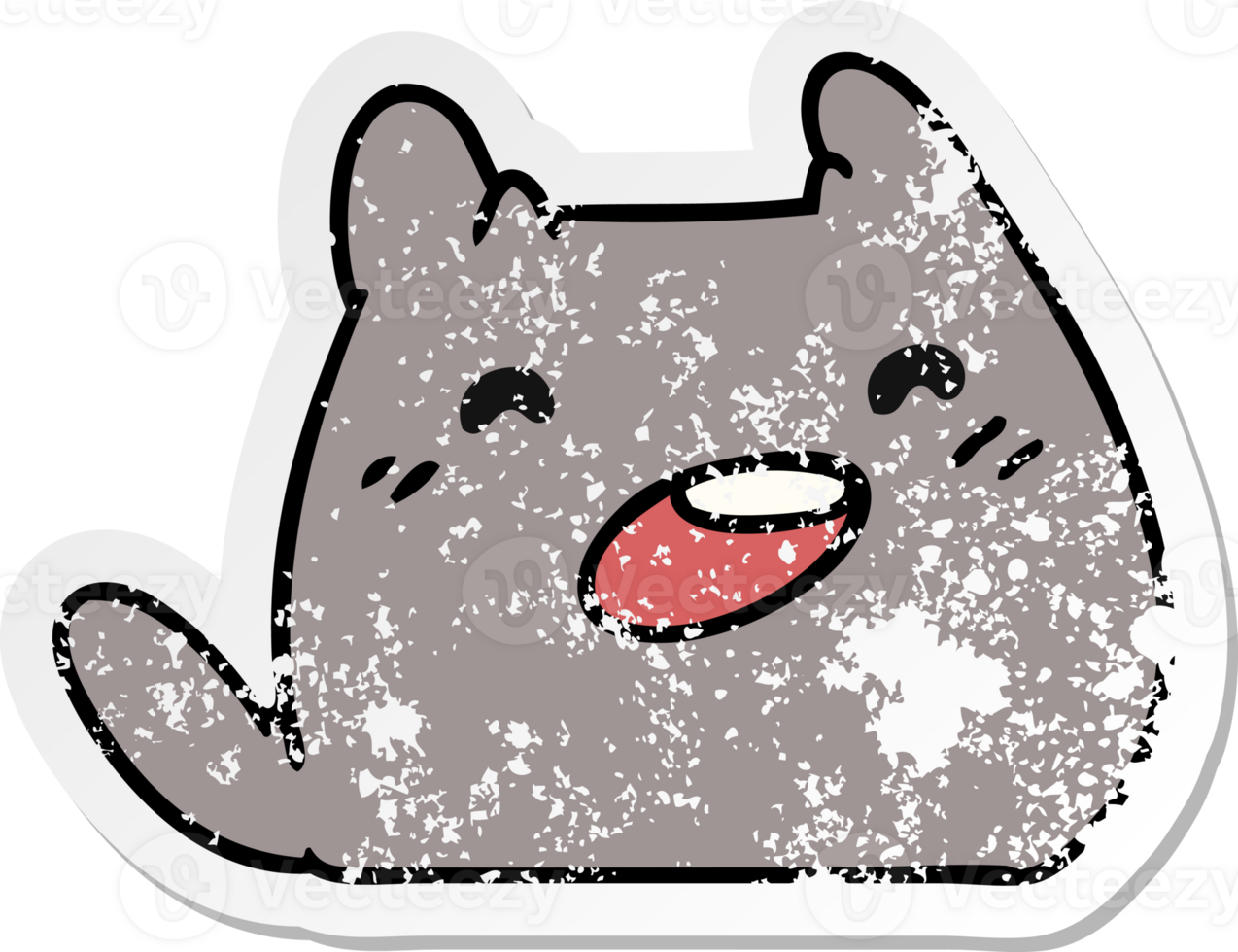 distressed sticker cartoon illustration of a kawaii cat png