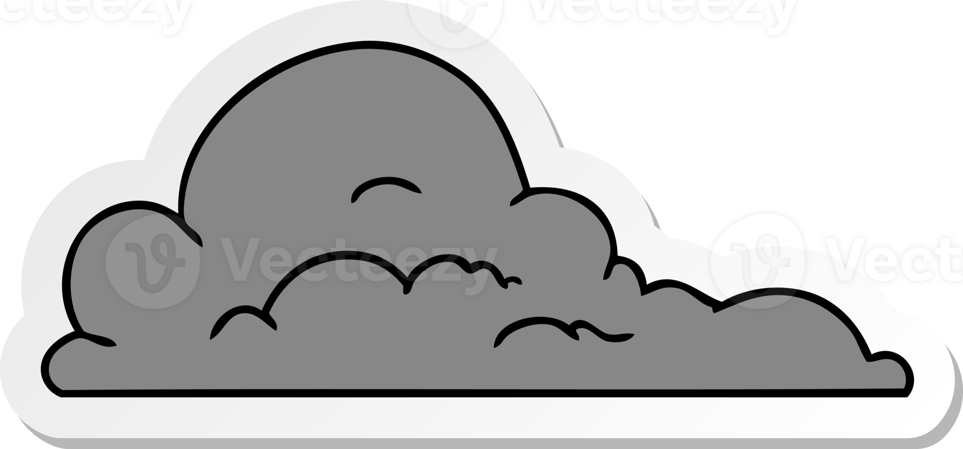 hand drawn sticker cartoon doodle of white large clouds png