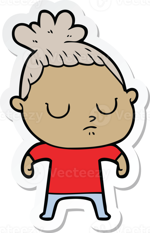 sticker of a cartoon calm woman png