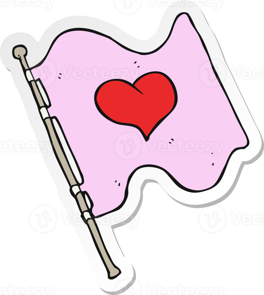 sticker of a cartoon love heart flag png