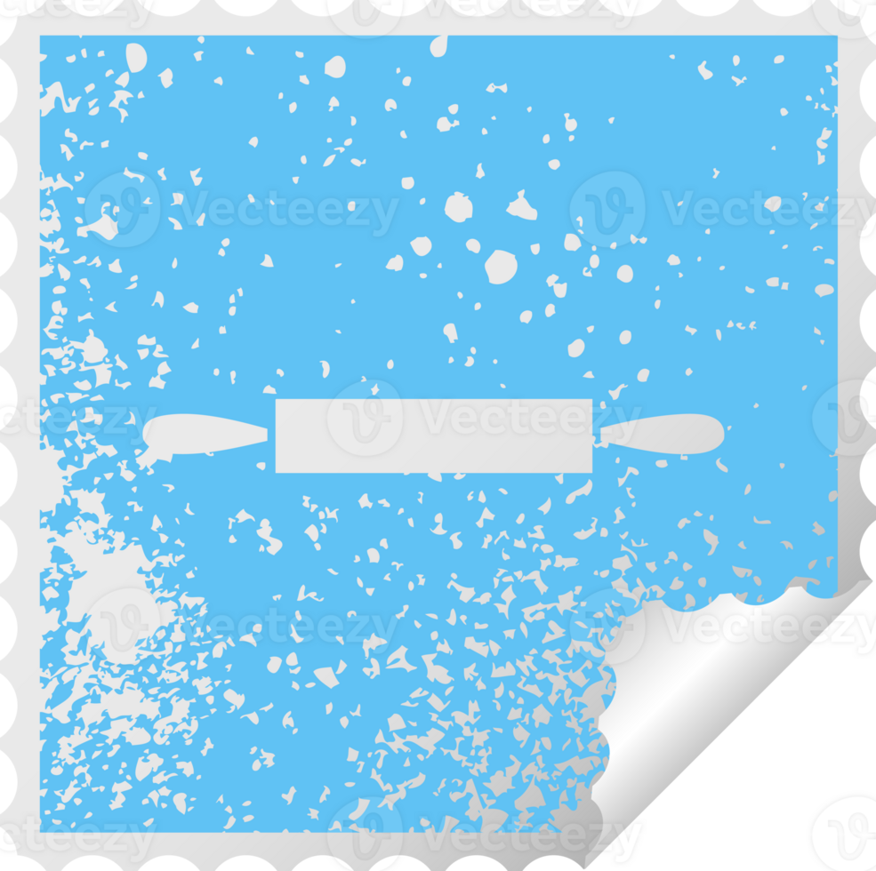 distressed square peeling sticker symbol of a rolling pin png
