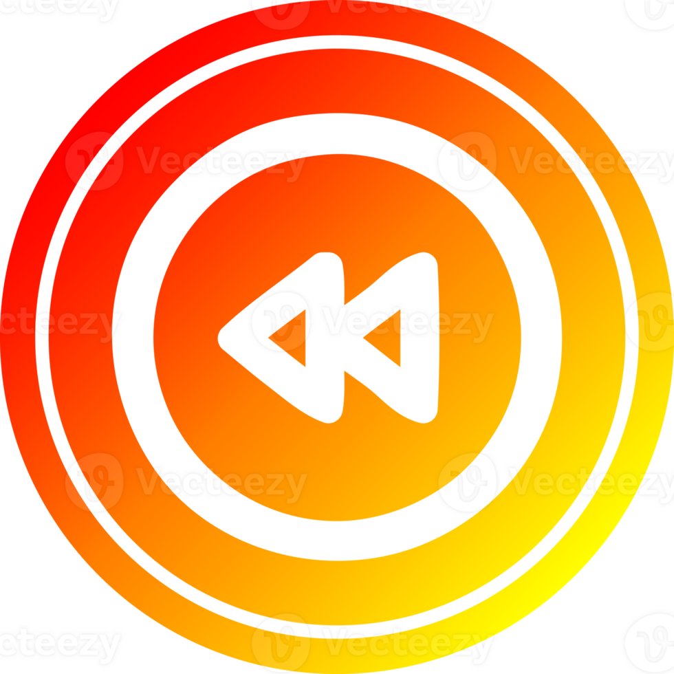 rewind button circular icon with warm gradient finish png