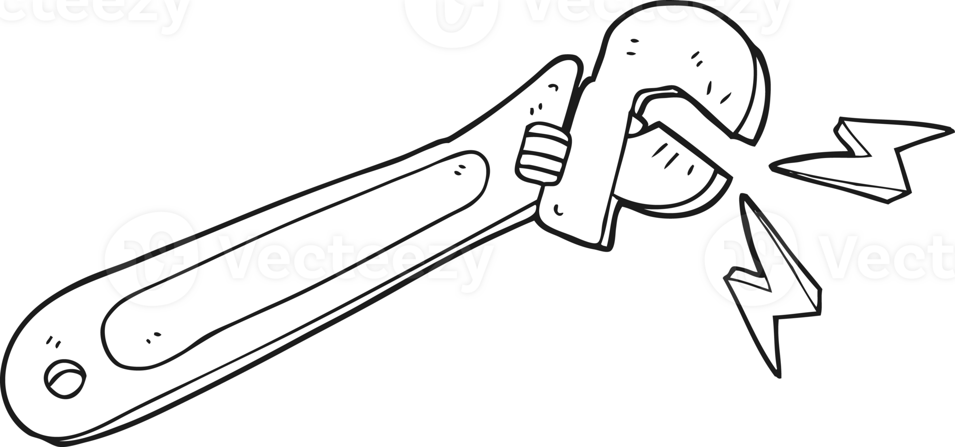 hand drawn black and white cartoon adjustable spanner png
