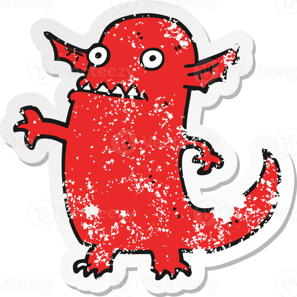distressed sticker of a cartoon halloween monster png