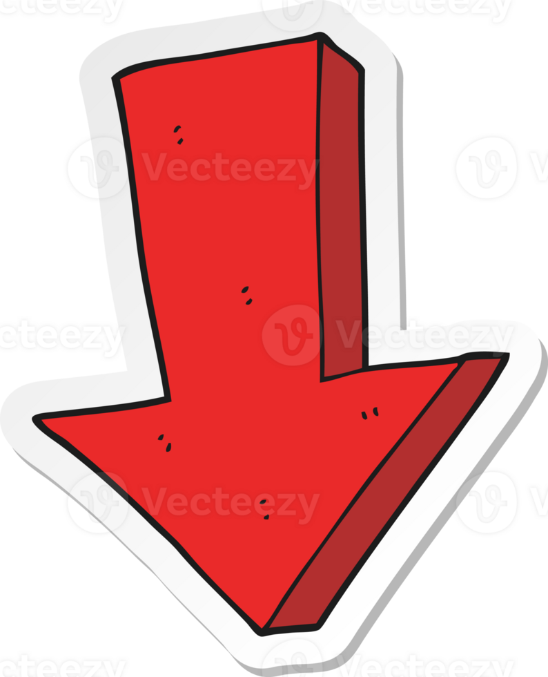 sticker of a cartoon arrow pointing down png