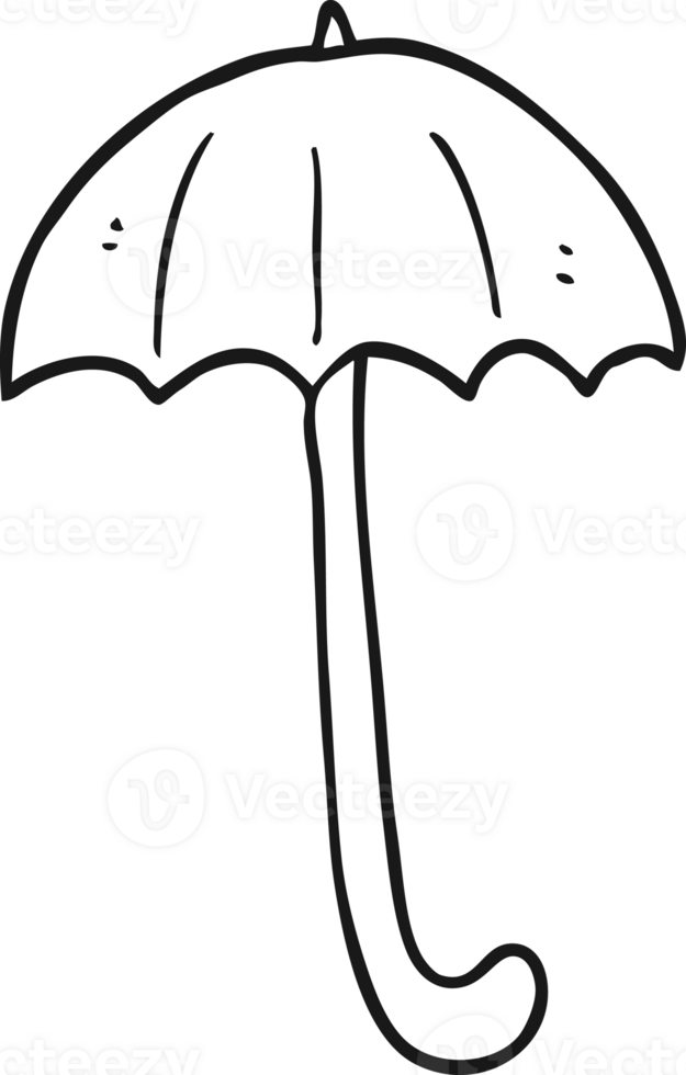 hand drawn black and white cartoon umbrella png
