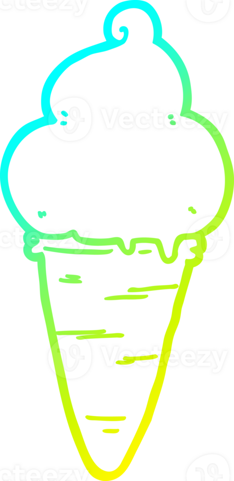 cold gradient line drawing of a cartoon ice cream png