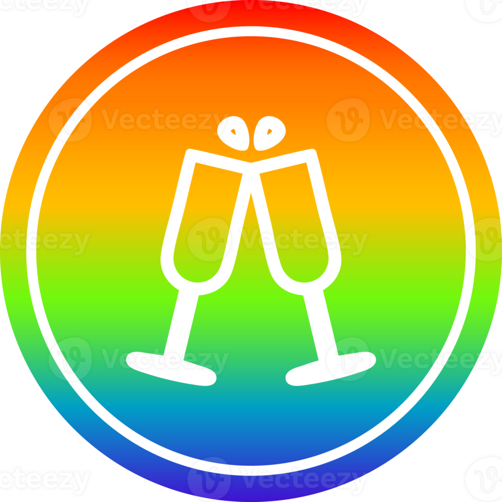 raised glasses circular icon with rainbow gradient finish png