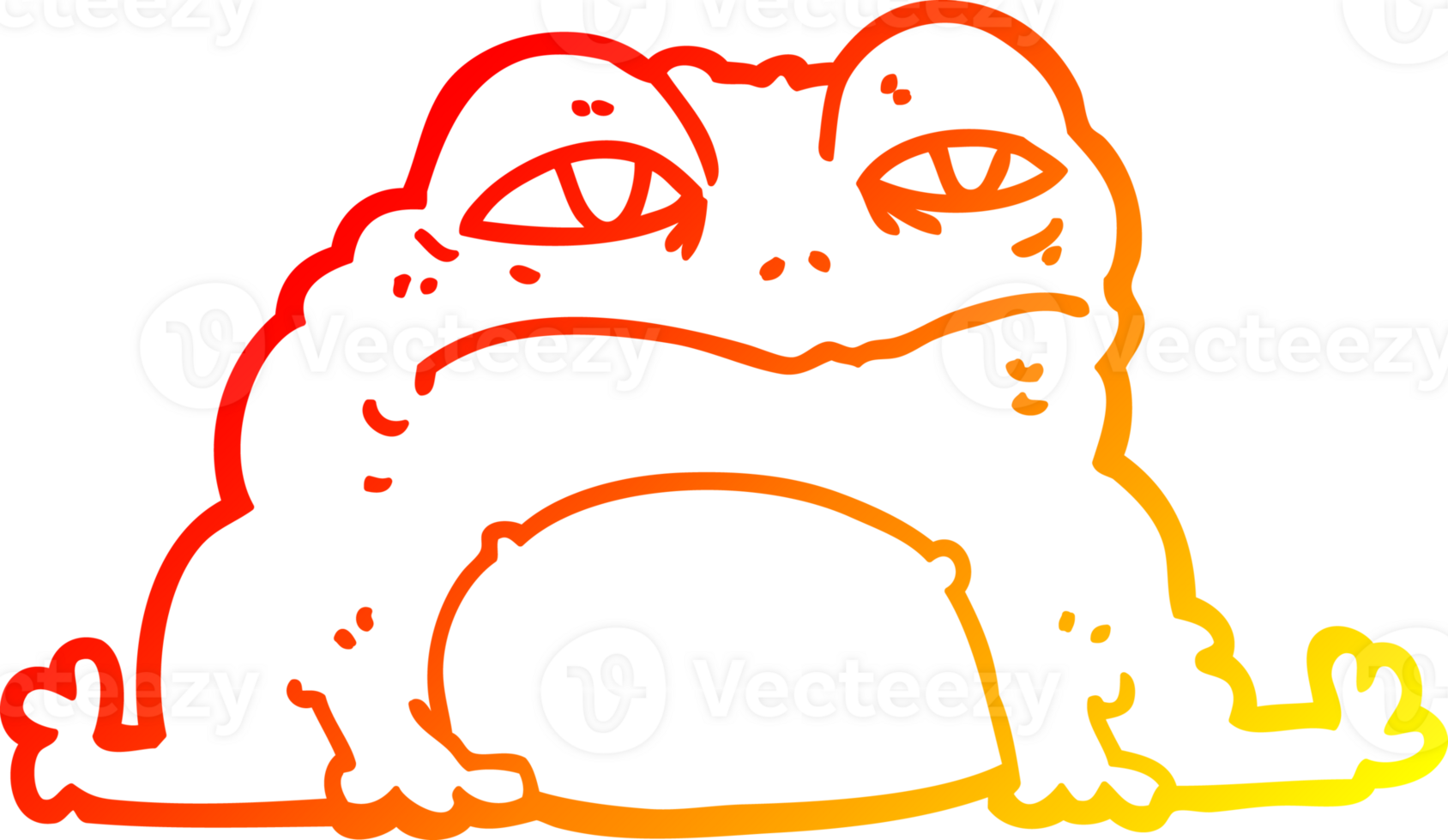 warm gradient line drawing of a cartoon toad png
