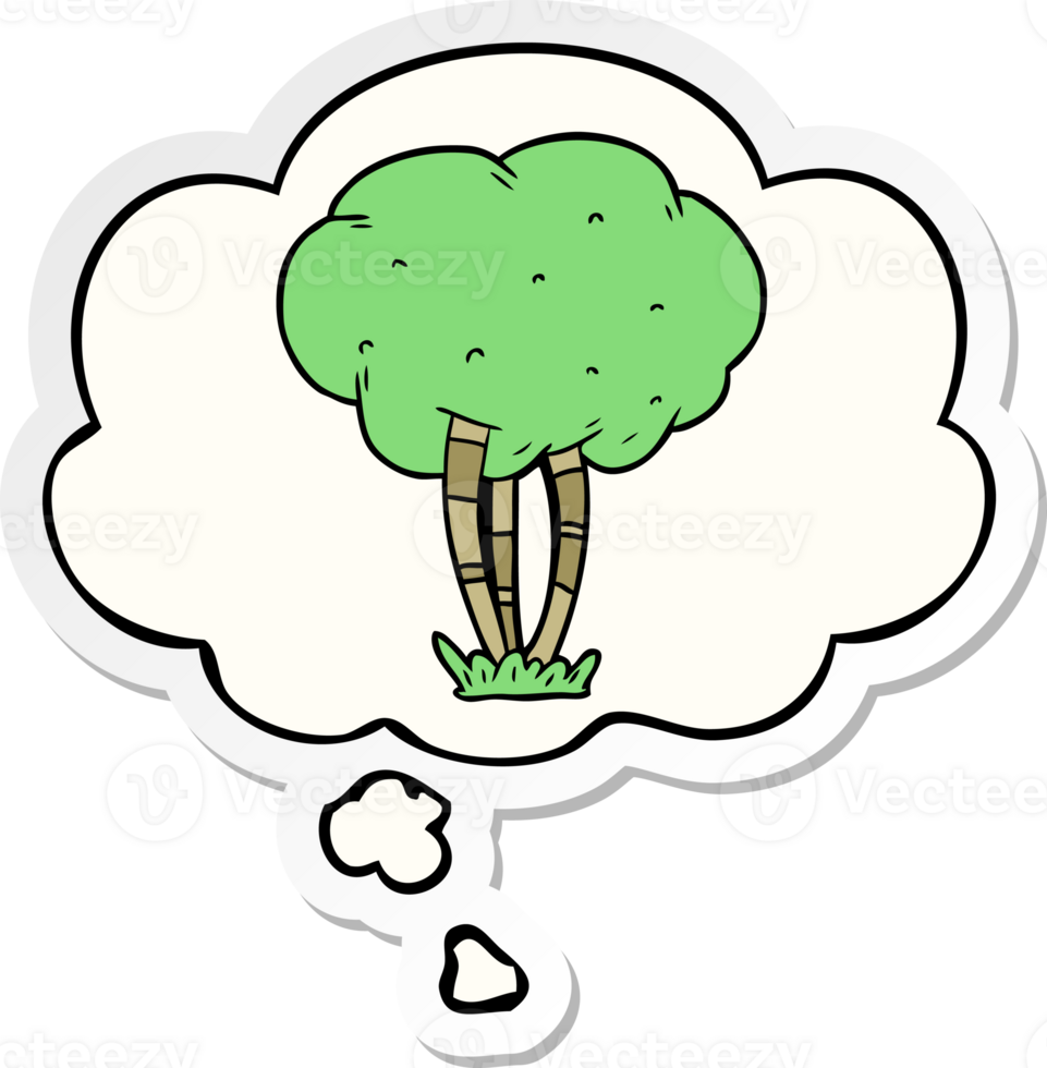 cartoon tree with thought bubble as a printed sticker png