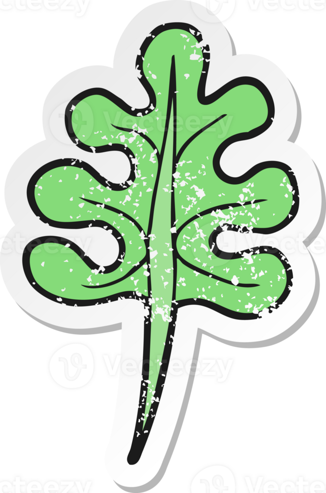 retro distressed sticker of a cartoon leaf png