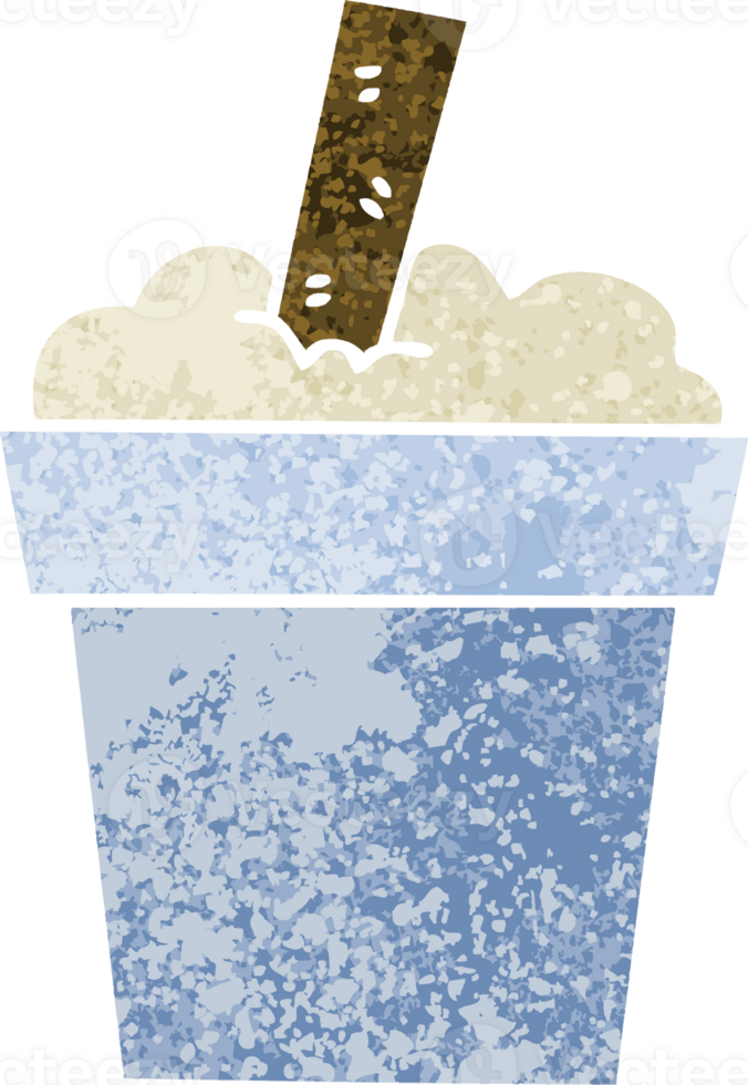 retro illustration style quirky cartoon ice cream pot png