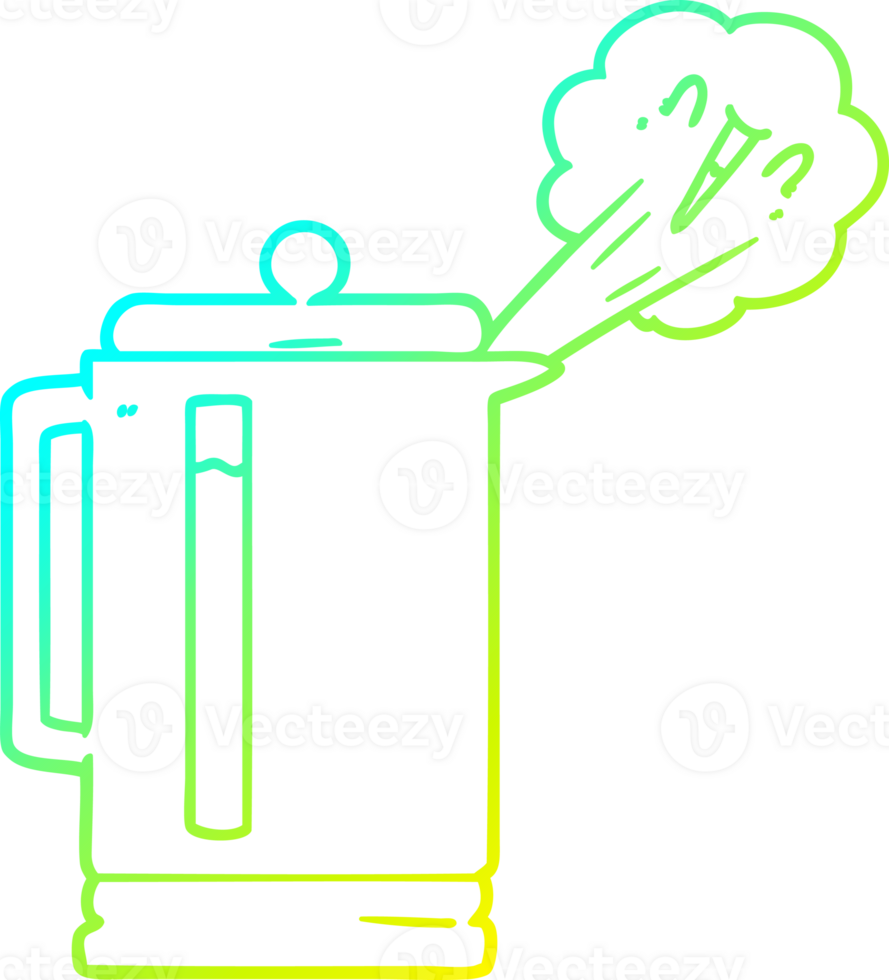 cold gradient line drawing of a cartoon electric kettle boiling png