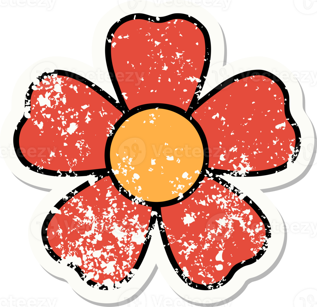 distressed sticker tattoo in traditional style of a flower png