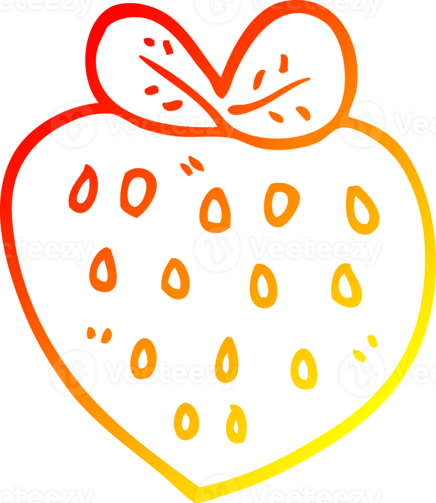 warm gradient line drawing of a cartoon strawberry fr png
