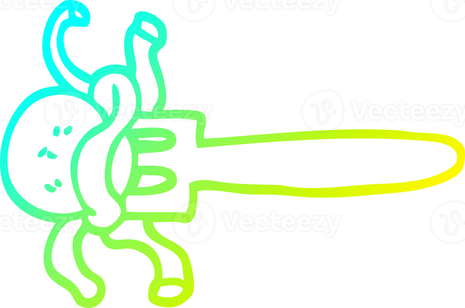 cold gradient line drawing of a cartoon meatball on fork png